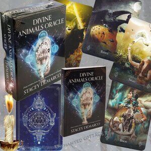 🐾 𝐃𝐈𝐕𝐈𝐍𝐄 ANIMALS ORACLE Wisdom from Sacred Beings 184 Pg Bk+44 Cards NEW